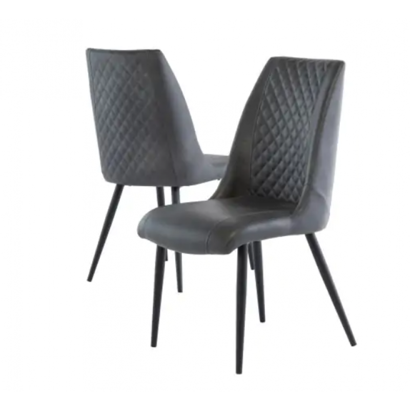 WOF Amber Grey Pu/Black Leg Dining Chair